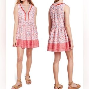 Vineyard Vines Frangipani Sleeveless Floral Cotton Lined Pintuck Dress. Small.